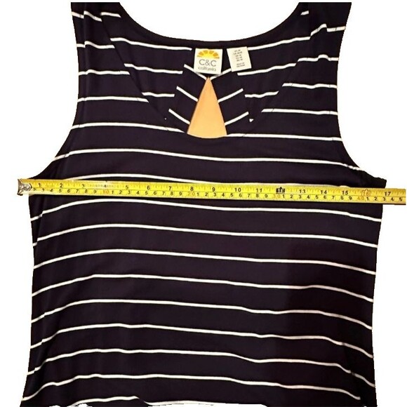C&C California Maxi Dress Womens M Black White Nautical Striped Beach Coastal - Picture 8 of 9